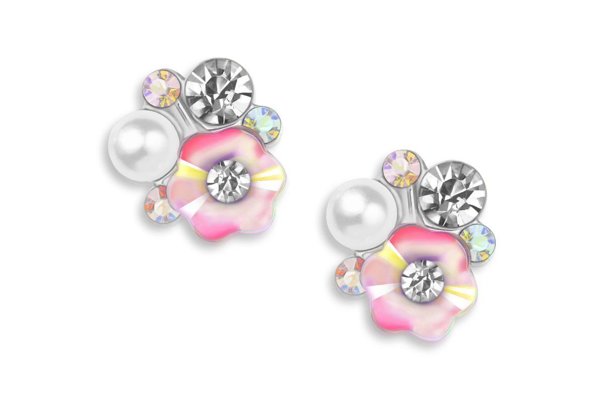 Jolifin Overlay Flower with Rhinestones pink