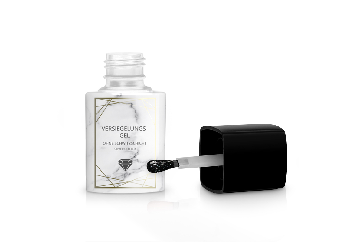 Jolifin LAVENI PRO - Versiegelungs-Gel ohne Schwitzschicht silver Glitter 11ml