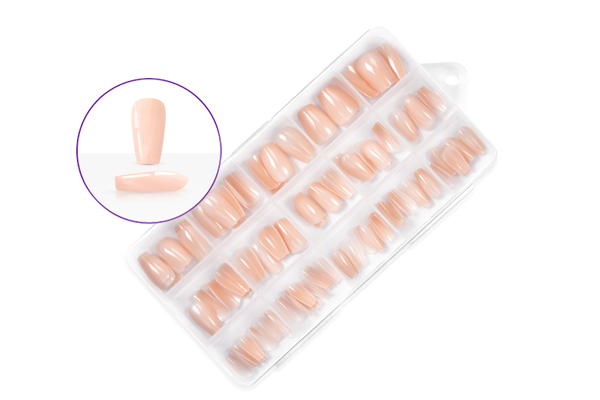 Jolifin 150 tip box Press-On Coffin - short milky nude