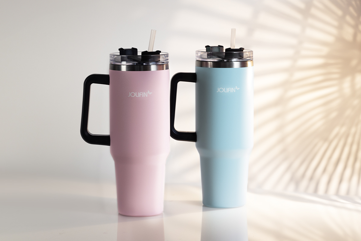 Jolifin stainless steel drinking cup 1,18L - pastel-blue