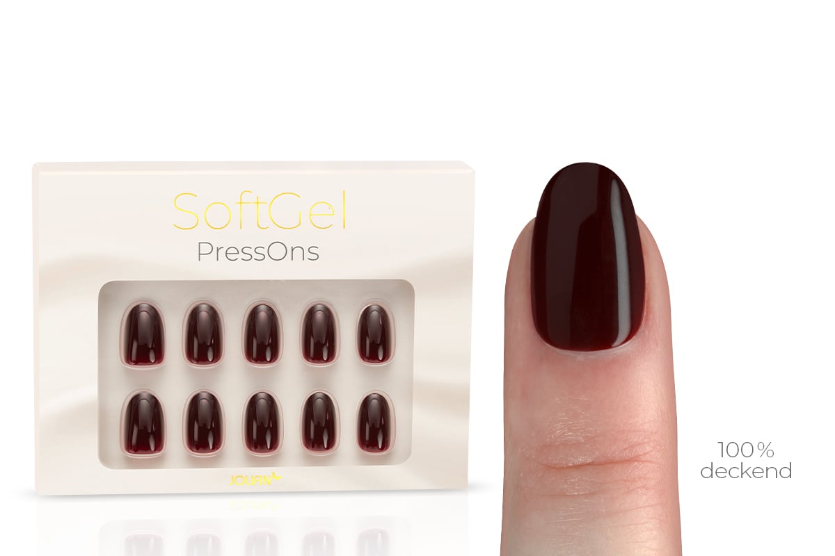 Jolifin SoftGel PressOns - short round - bordeaux