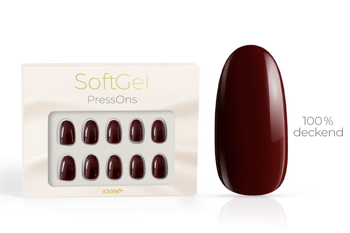 Jolifin SoftGel PressOns - short round - bordeaux