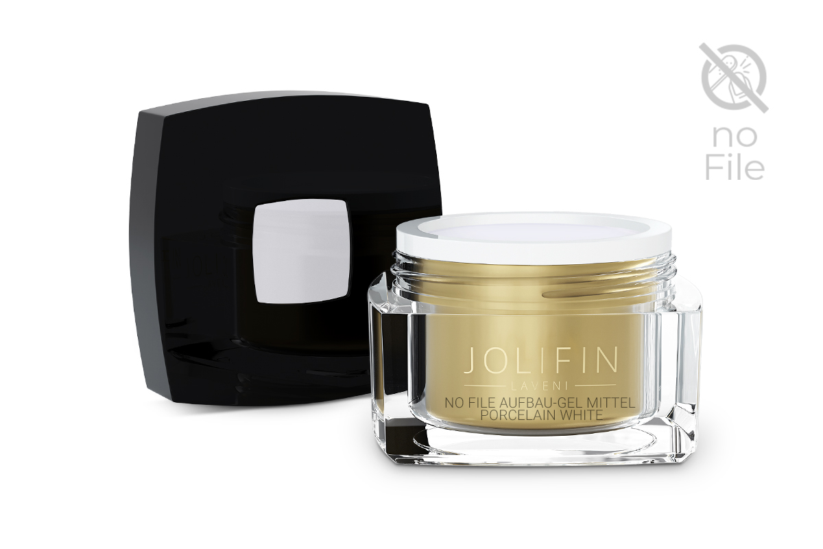Jolifin LAVENI - No File Aufbau-Gel mittel porcelain white 15ml