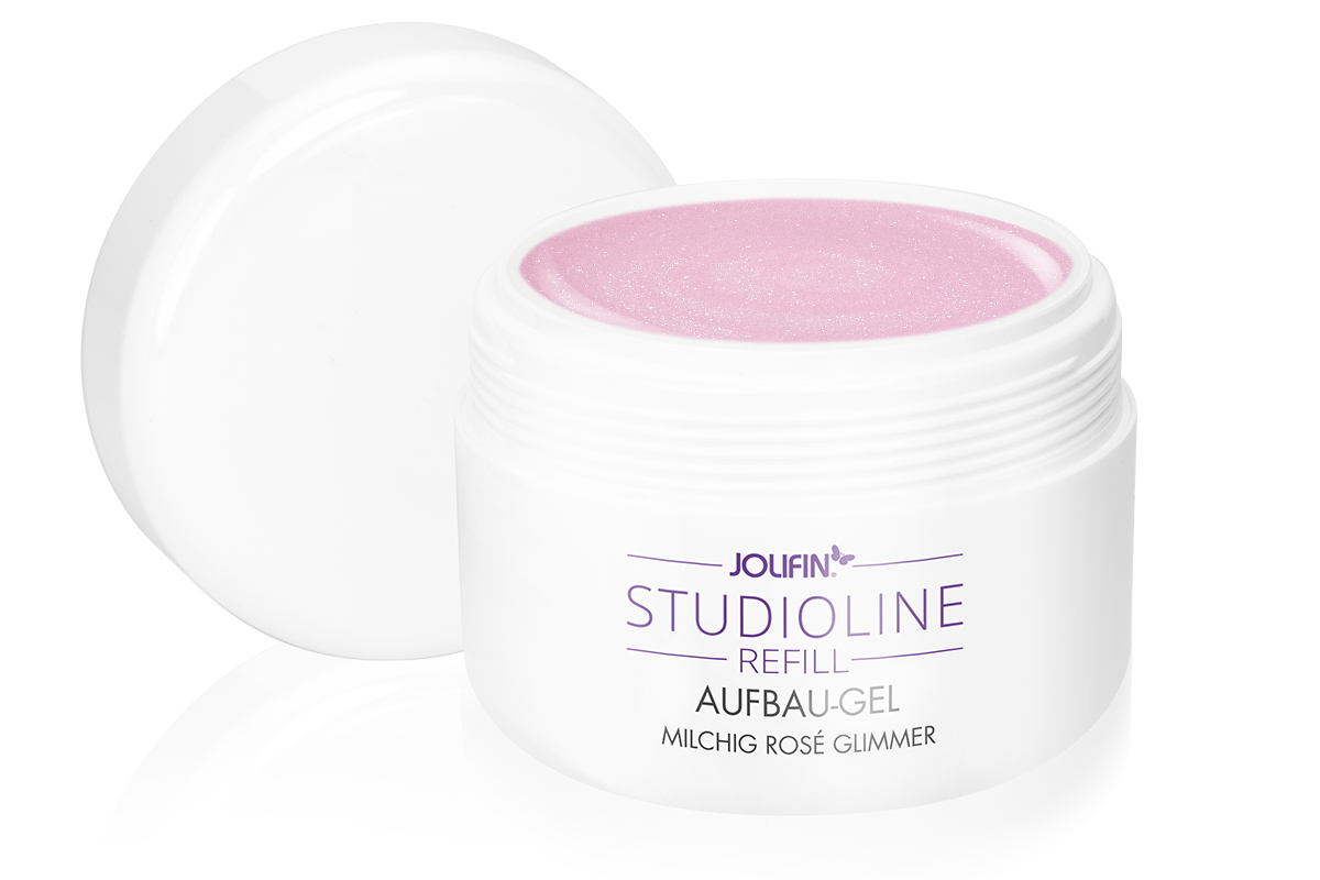 Jolifin Studioline Refill - Aufbau-Gel milchig rosé Glimmer 250ml