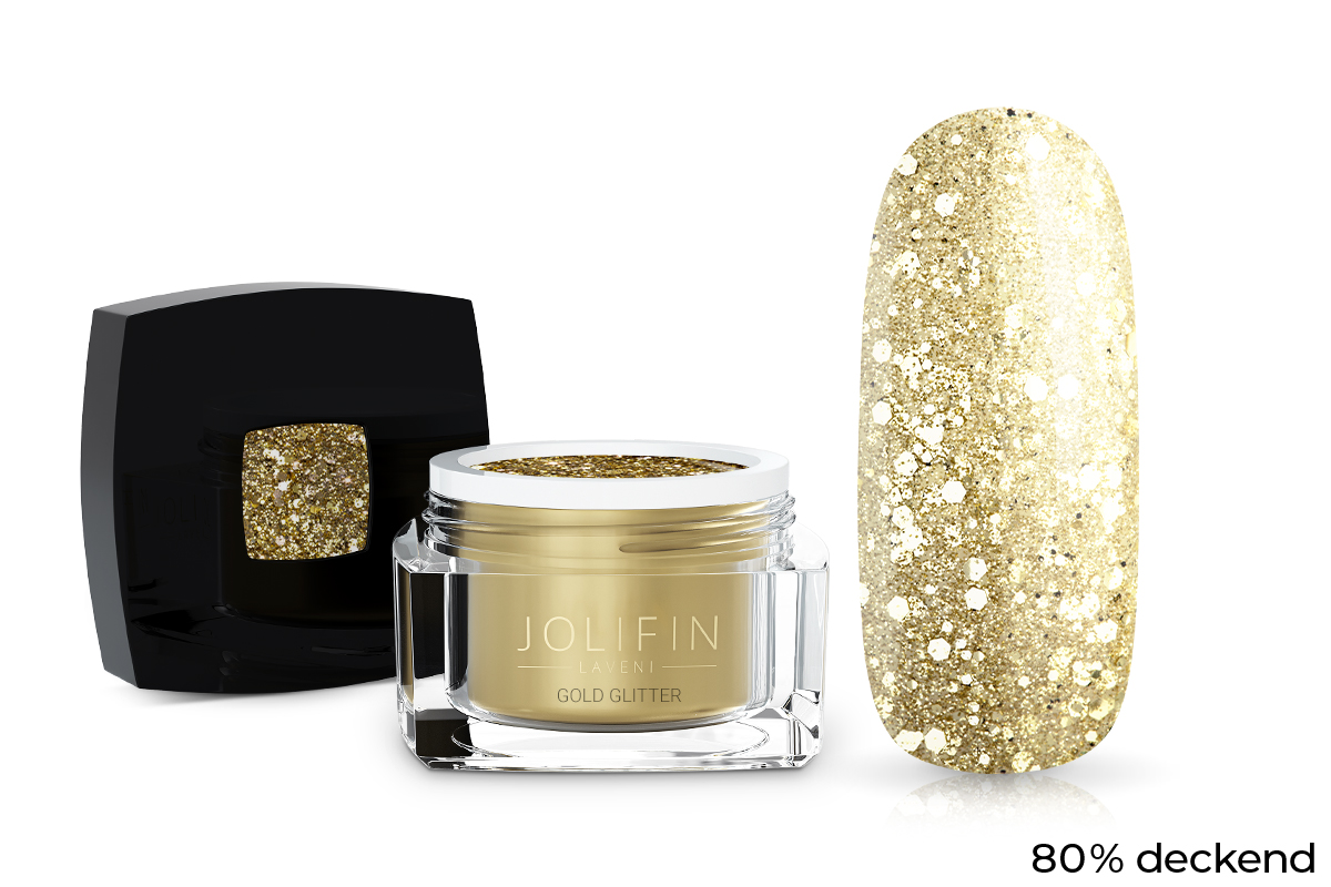 Jolifin LAVENI Farbgel - gold Glitter 5ml