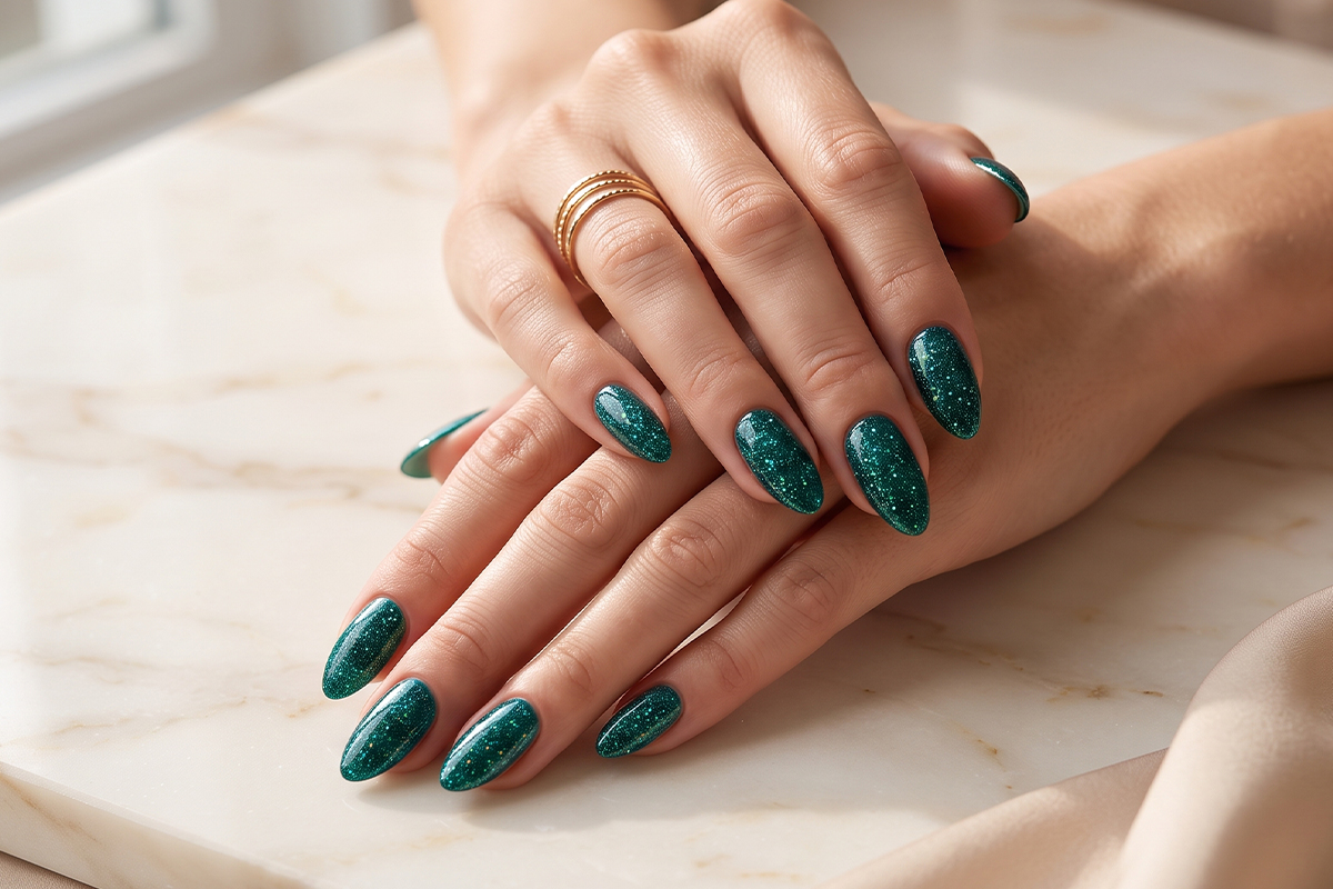 Jolifin LAVENI Shellac - smaragd elegance 10ml