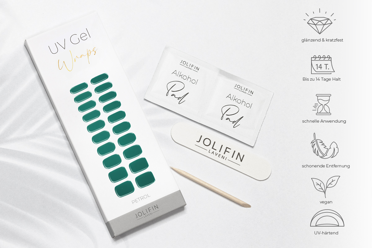 Jolifin LAVENI UV Gel-Wraps - petrol