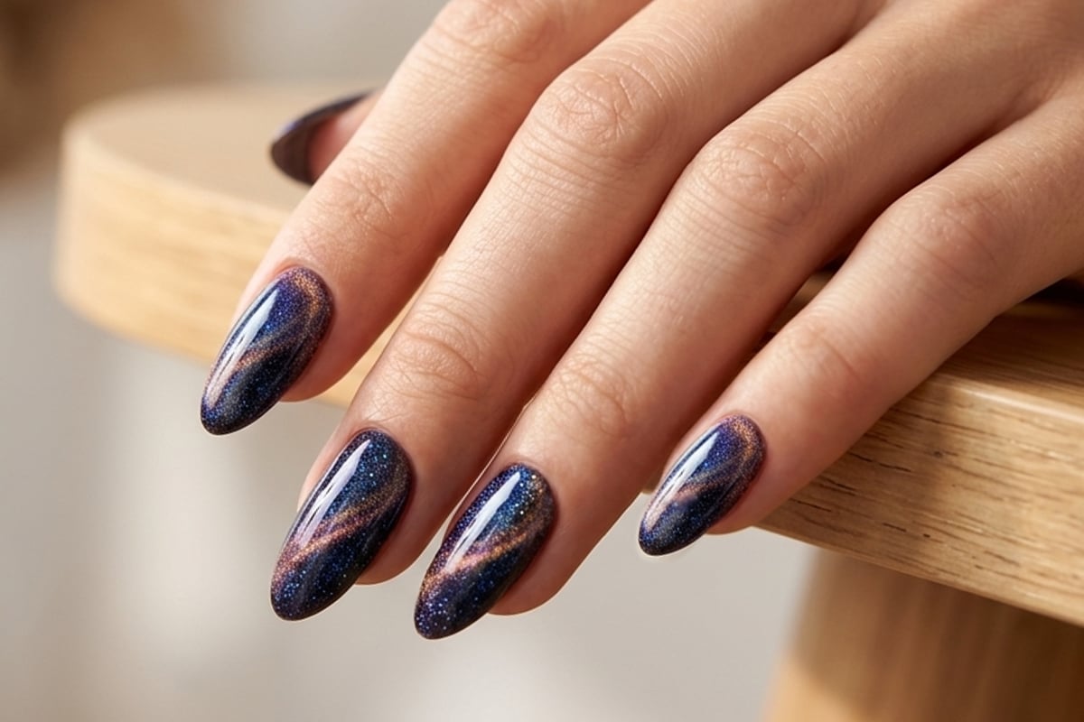 Jolifin LAVENI Shellac - 9D Polarlights Cat-Eye FlashOn amber sky 10ml