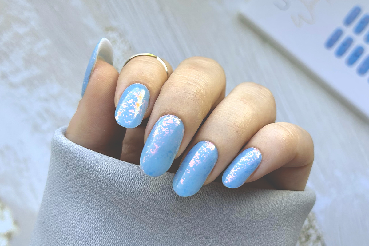 Jolifin LAVENI UV Gel Wraps - babyblue Flakes