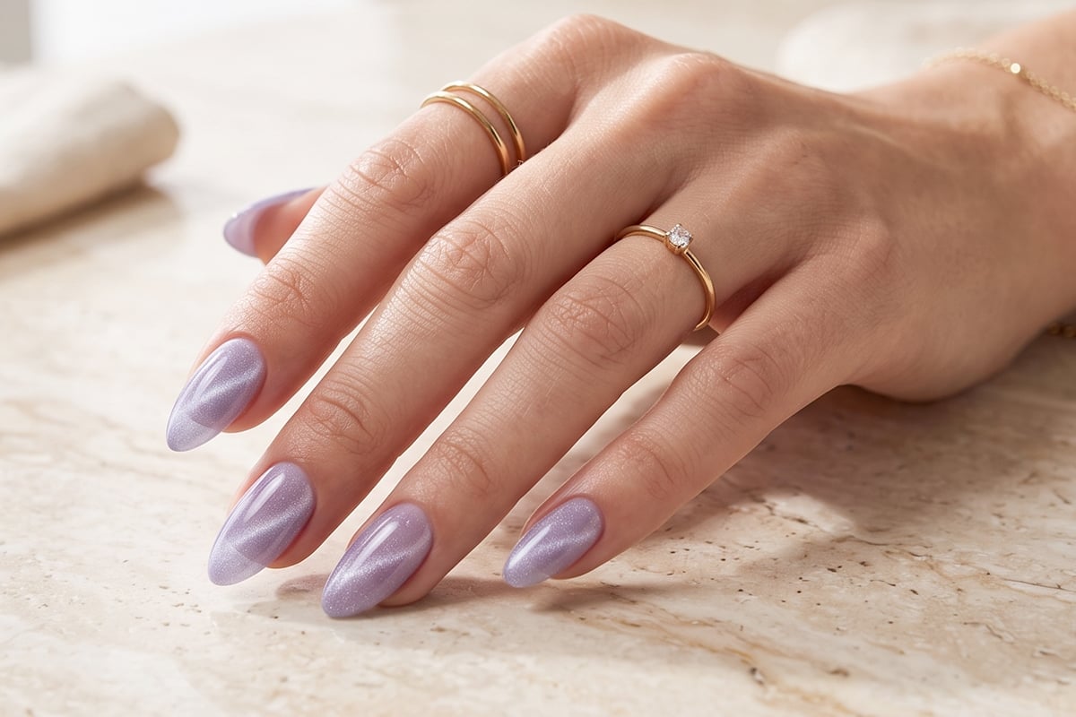 Jolifin LAVENI Shellac - Cat-Eye Satin Jelly Glas purple 10ml