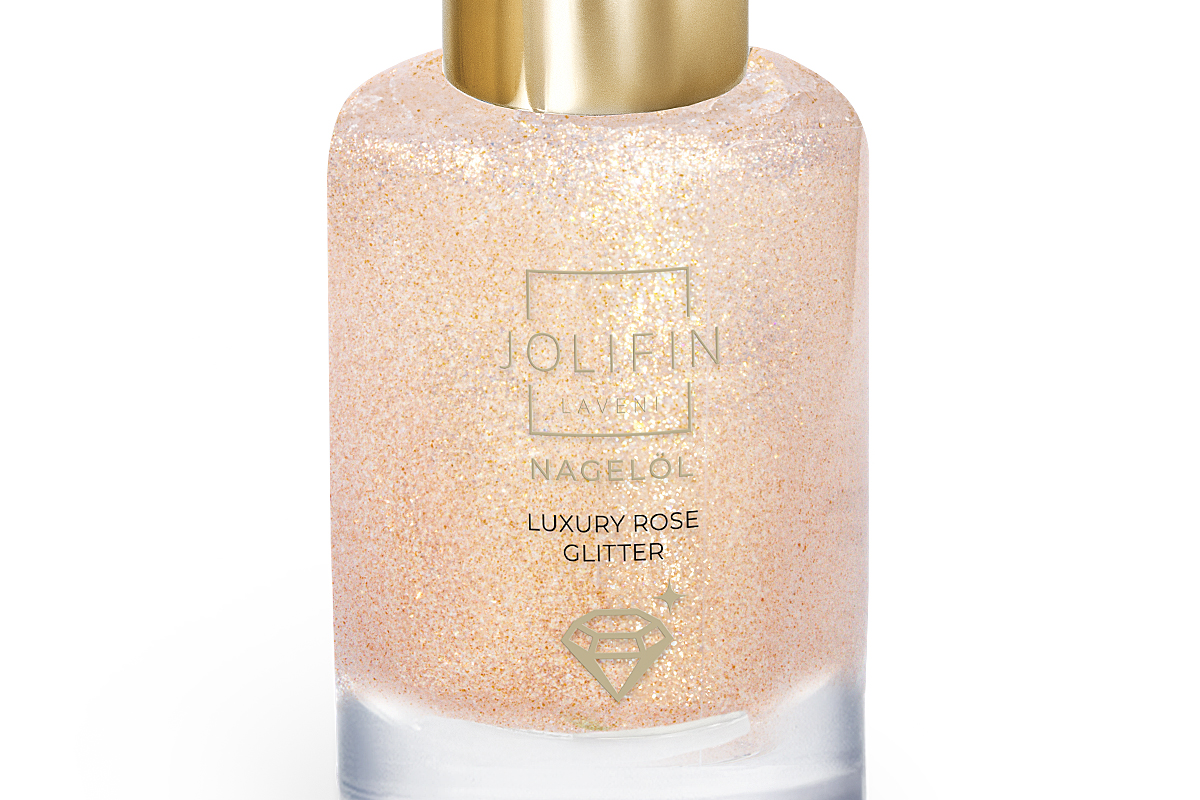 Jolifin LAVENI Nagelöl - luxury rose Glitter 10ml