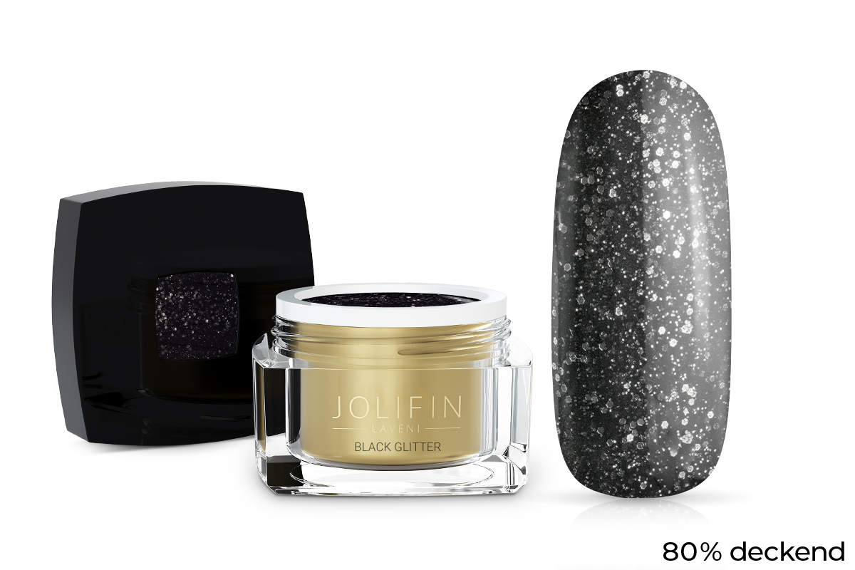 Jolifin LAVENI Colour Gel - black Glitter 5ml