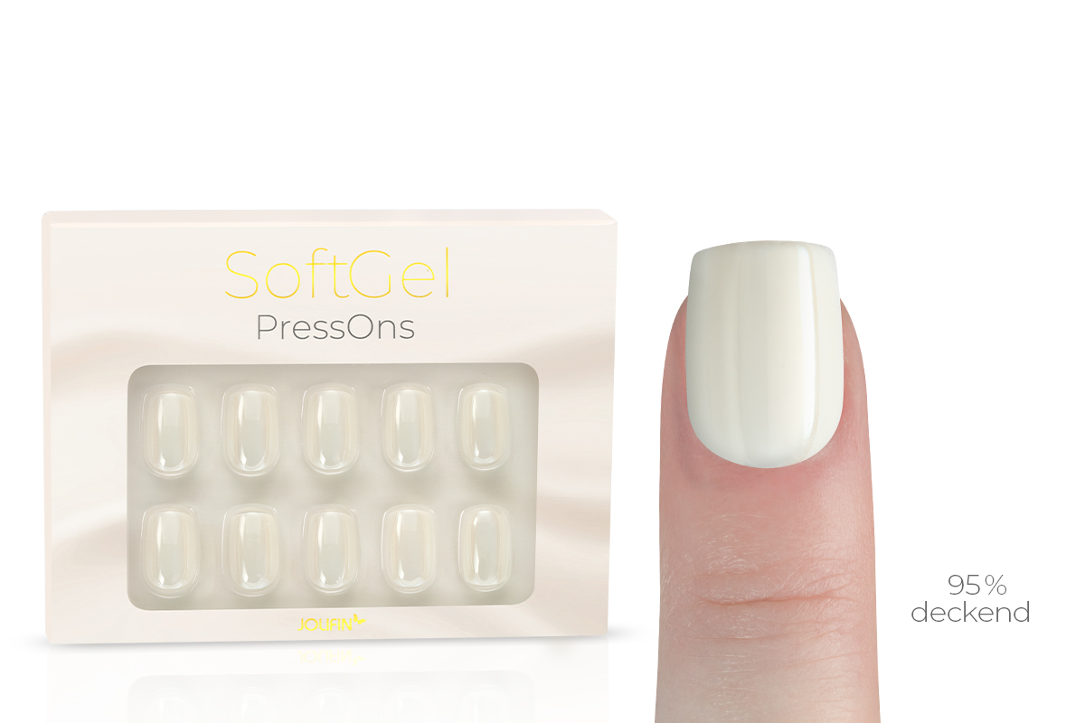 Jolifin SoftGel PressOns - short square - milky-white pearl
