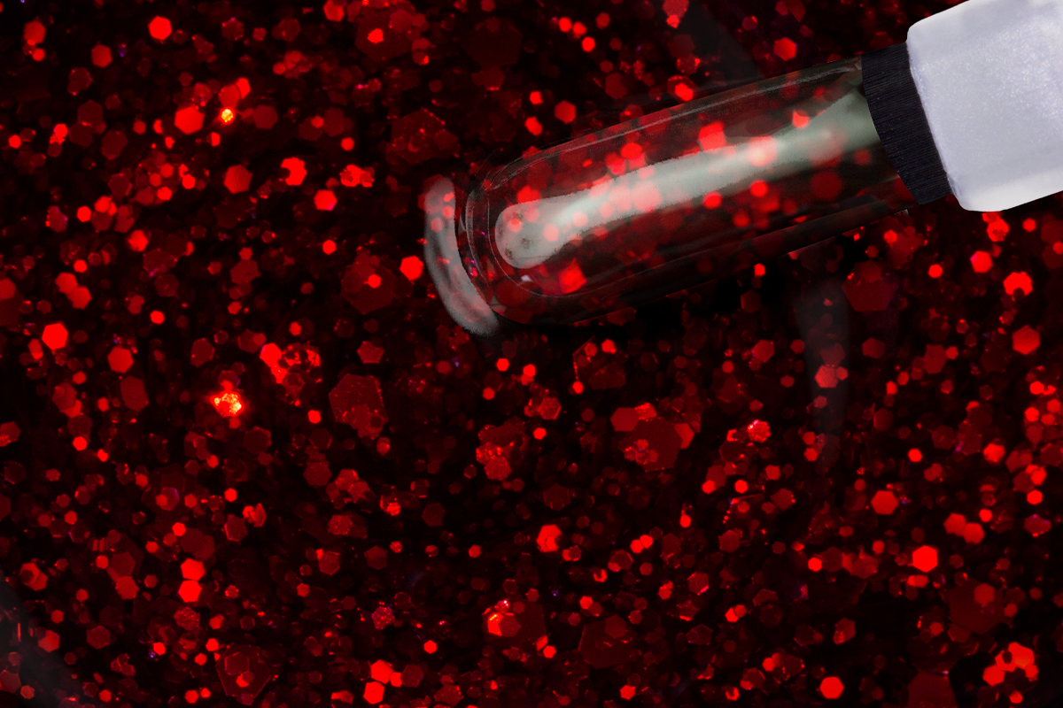 Jolifin LAVENI Shellac - red lips Glitter 10ml