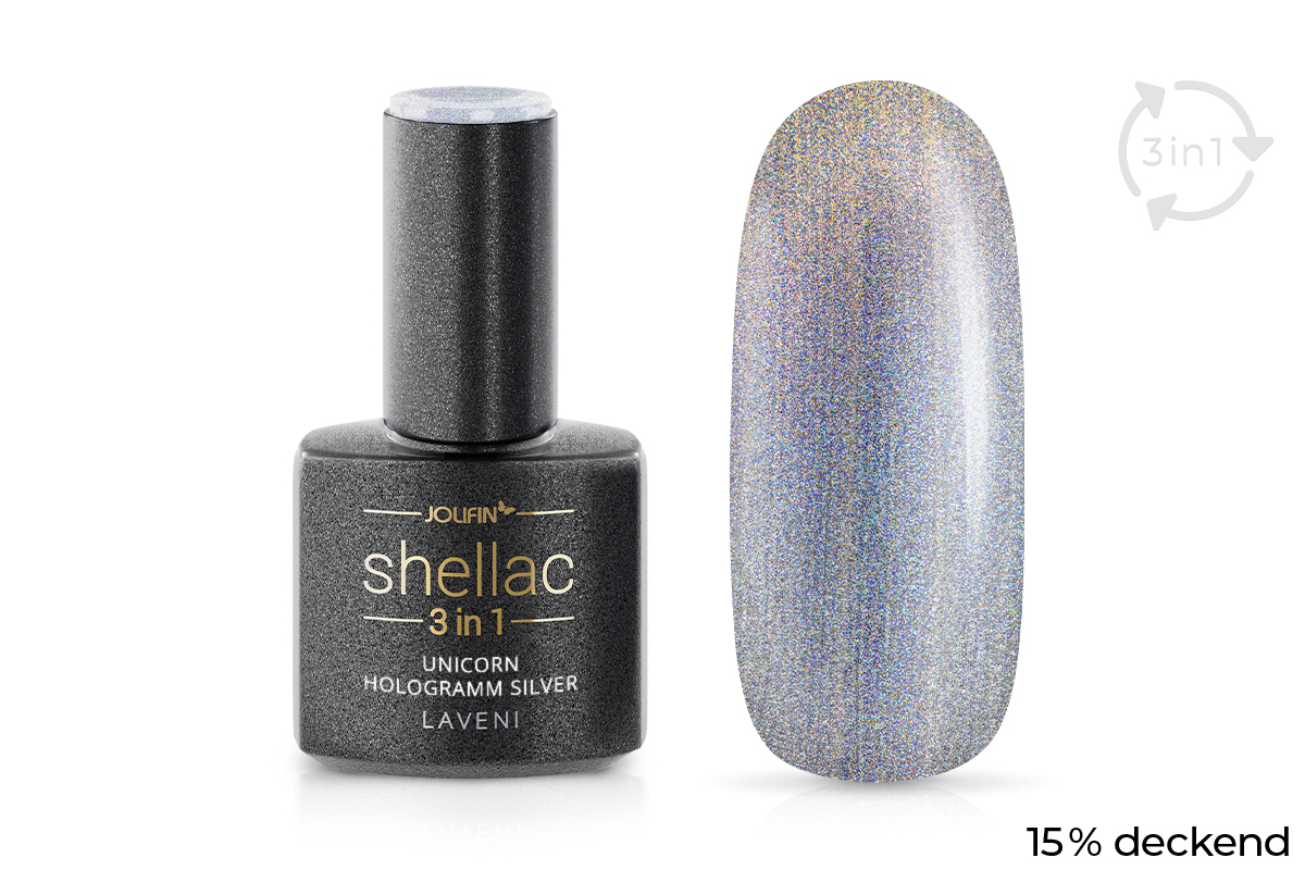 Jolifin LAVENI 3in1 Shellac - unicorn hologram silver 10ml
