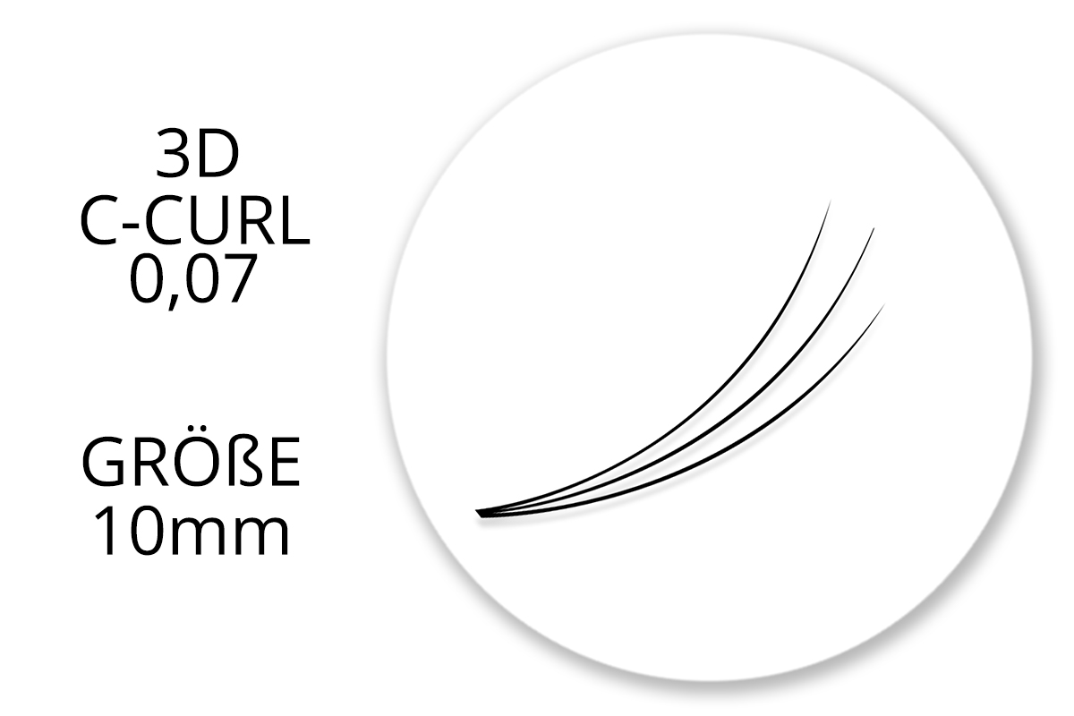 SingleBox 10mm - 3D Eyelash Fan C-Curl 0,07