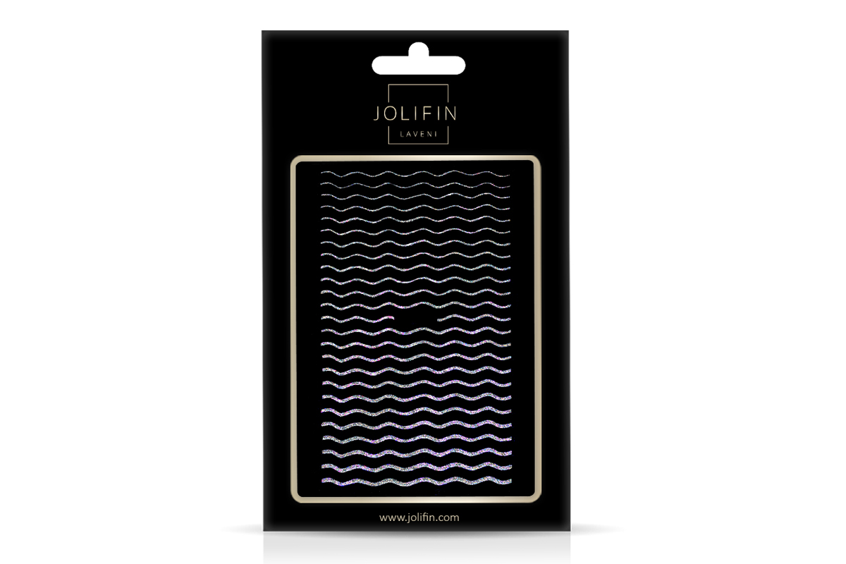 Jolifin LAVENI XL Sticker - Hologram Glitter Waves silver 