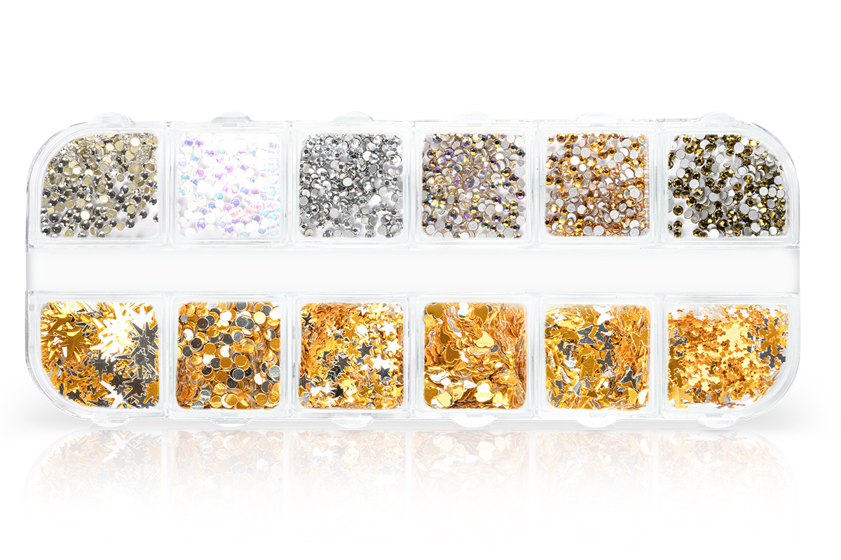 Jolifin Inlay & Rhinestone Display XL - gold & silver