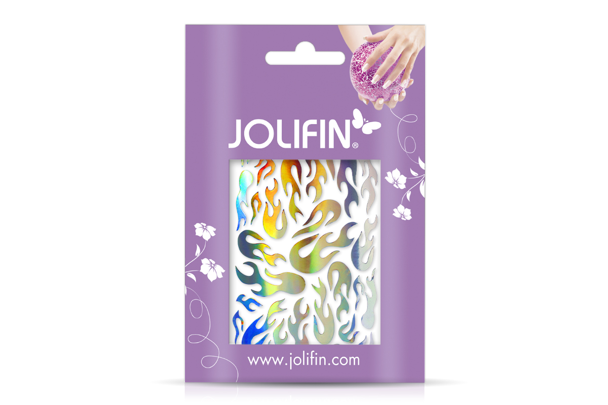 Jolifin Hologram Sticker - Flame silver rainbow