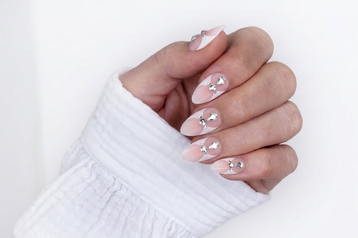 Jolifin SoftGel PressOns - medium almond - French-white mixed