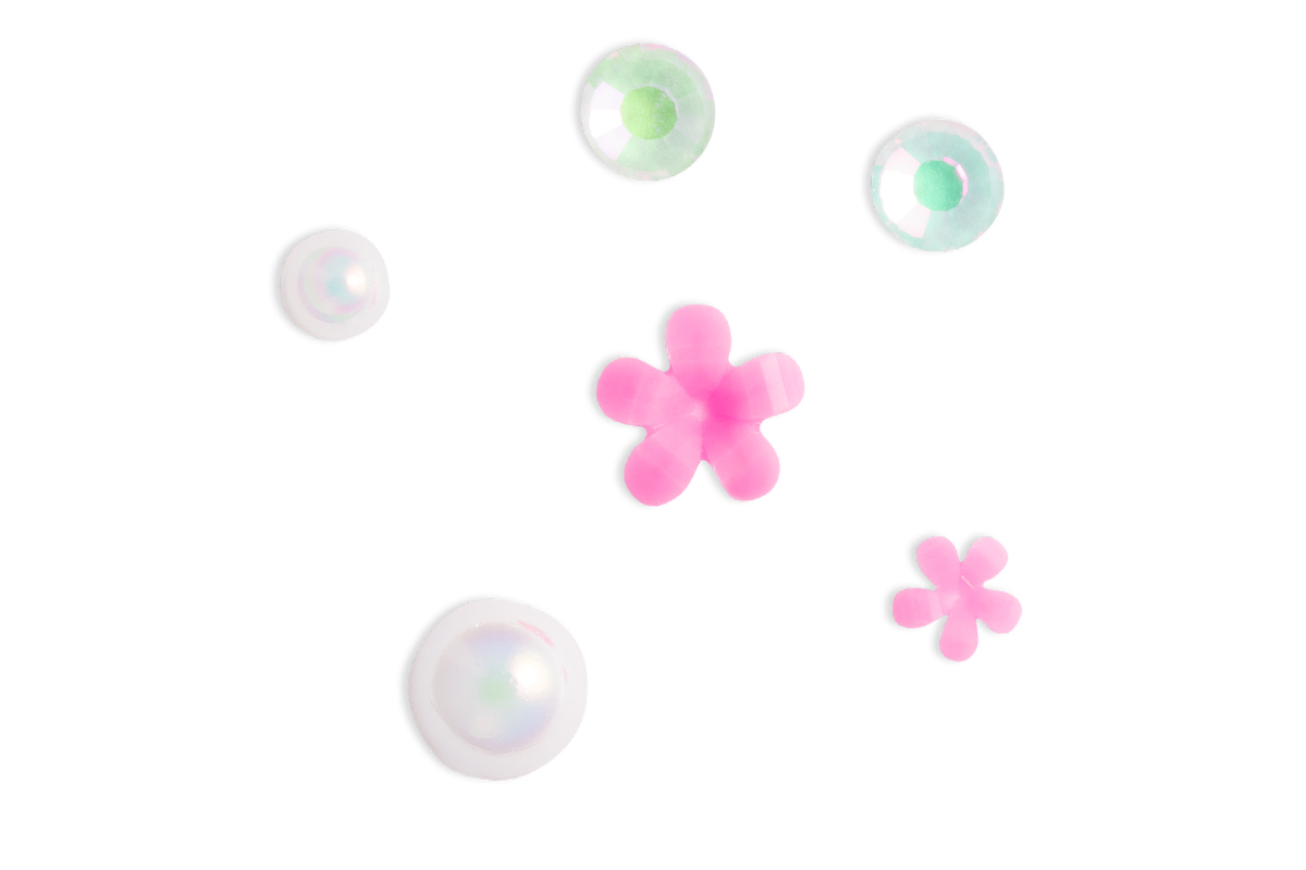 Jolifin Overlay & Perlen Mix - pinke Blumen