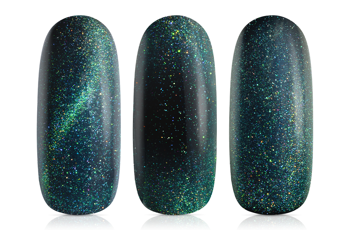 Jolifin LAVENI Shellac - Cat-Eye green emerald leaves 10ml