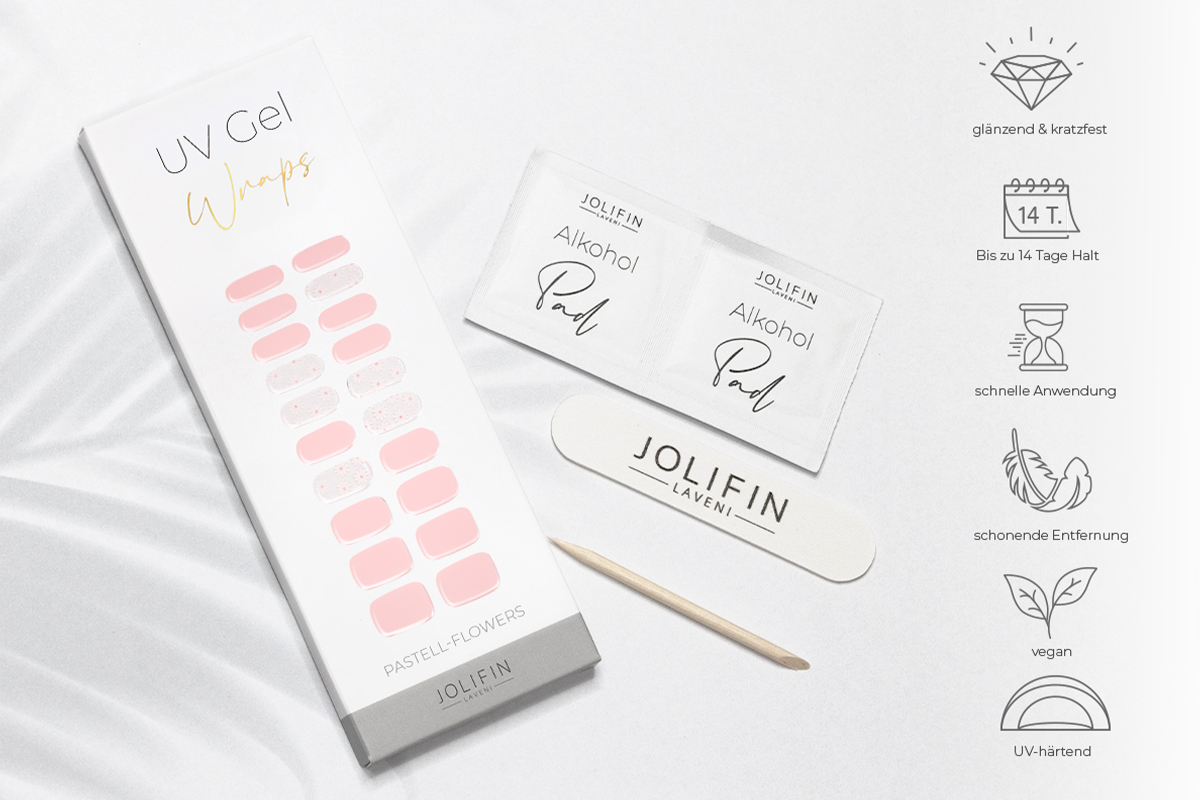 Jolifin LAVENI UV Gel Wraps - pastel-flowers Jolifin LAVENI UV Gel Wraps - pastel-flowers