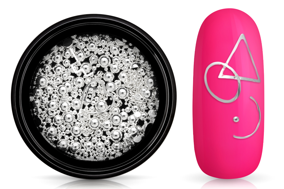 Jolifin LAVENI Luxury Nail-Art Mix - silver pearls