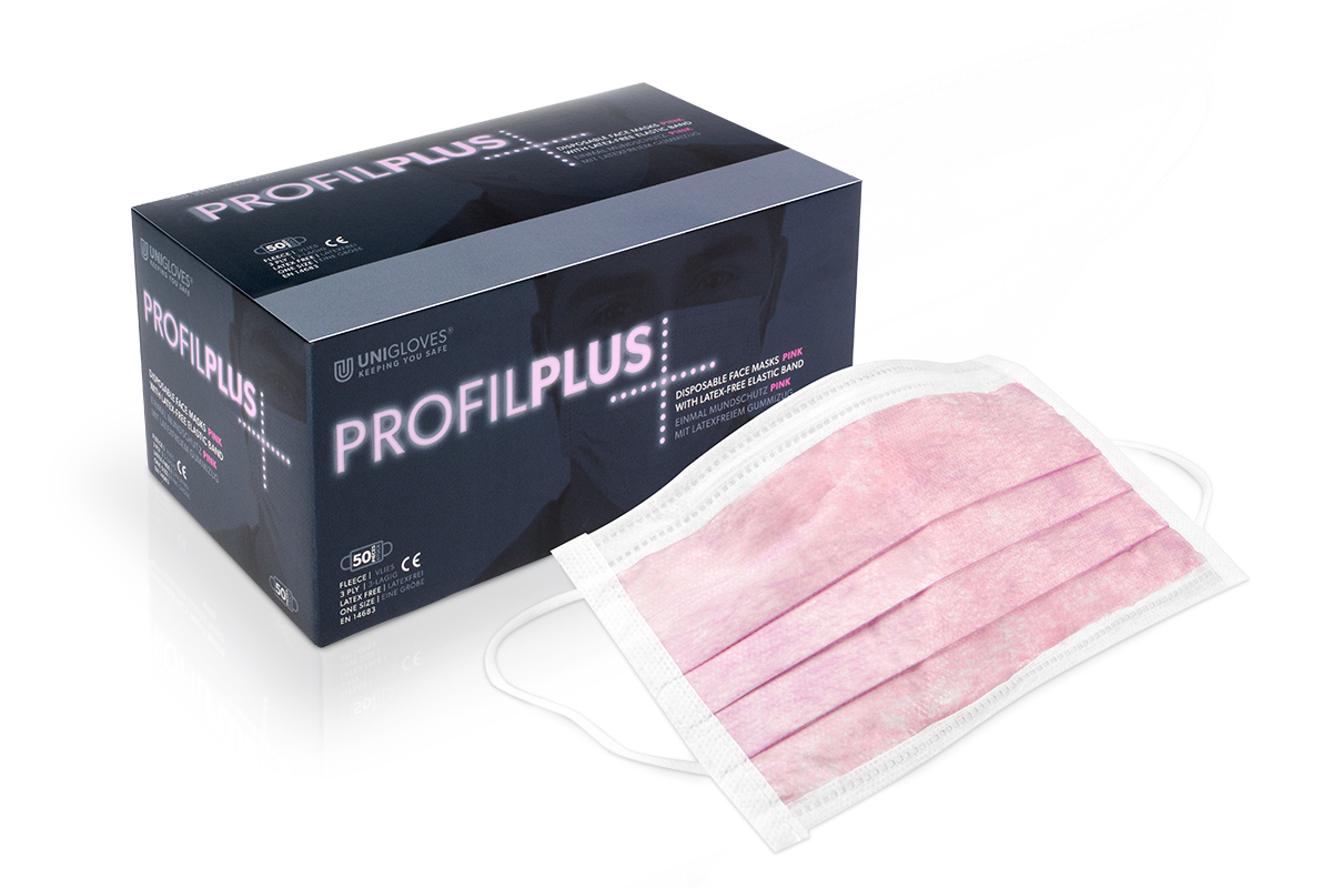 Face mask 50 pieces pink latex-free