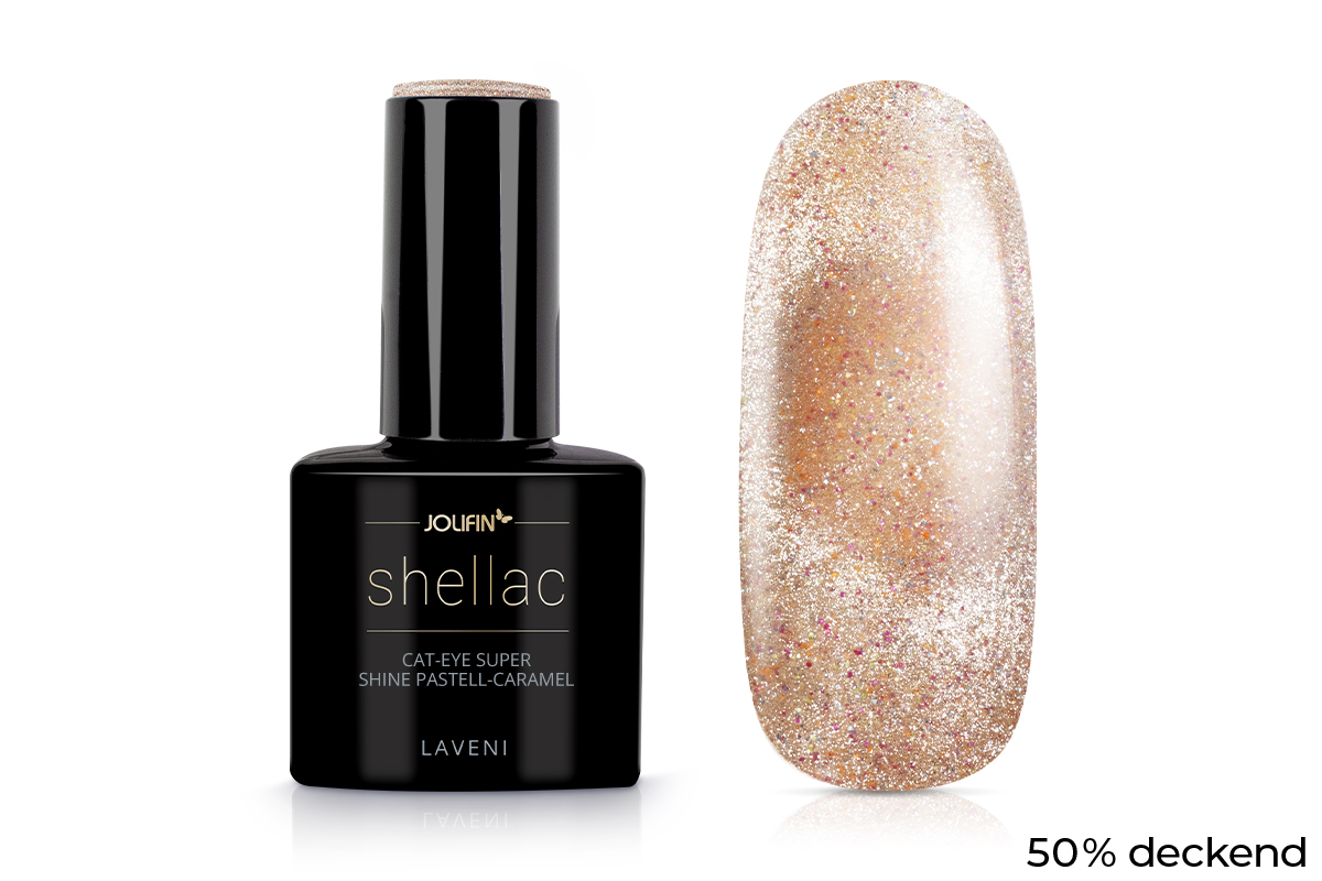 Jolifin LAVENI Shellac - Cat-Eye super shine pastel caramel 10ml