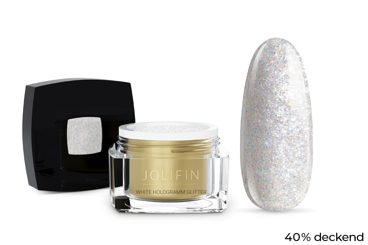 Jolifin LAVENI Farbgel - white hologram Glitter 5ml