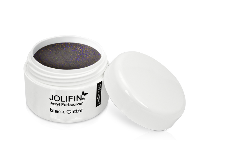 Jolifin Acrylic Colour Powder - black Glitter 5g