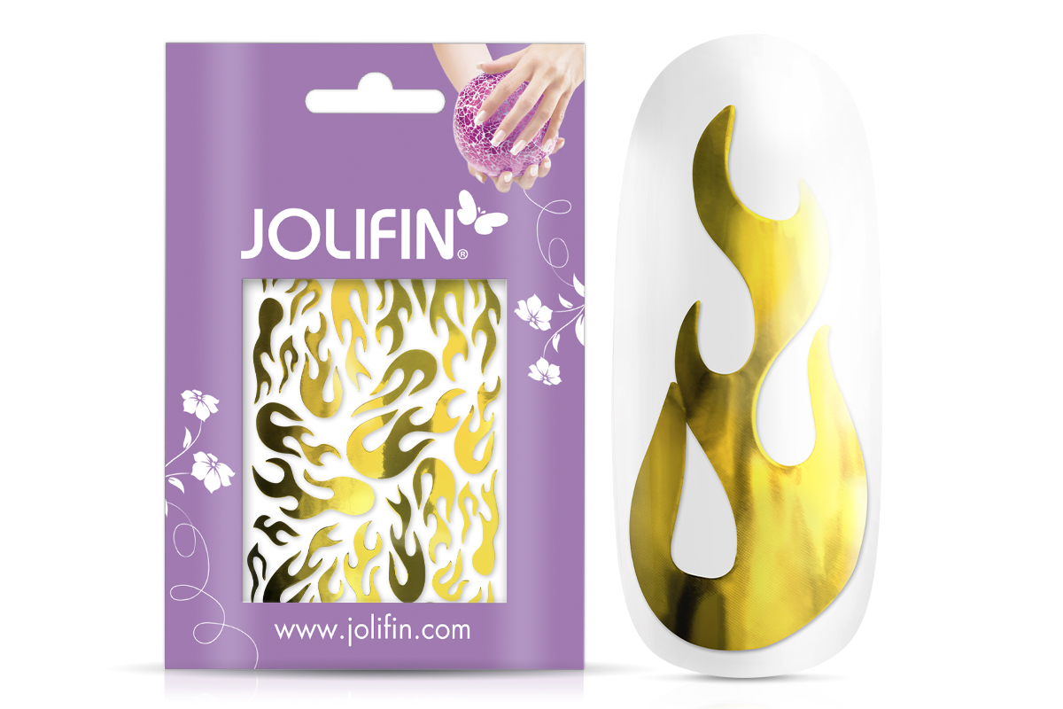 Jolifin Hologram Sticker - Flame gold chrome