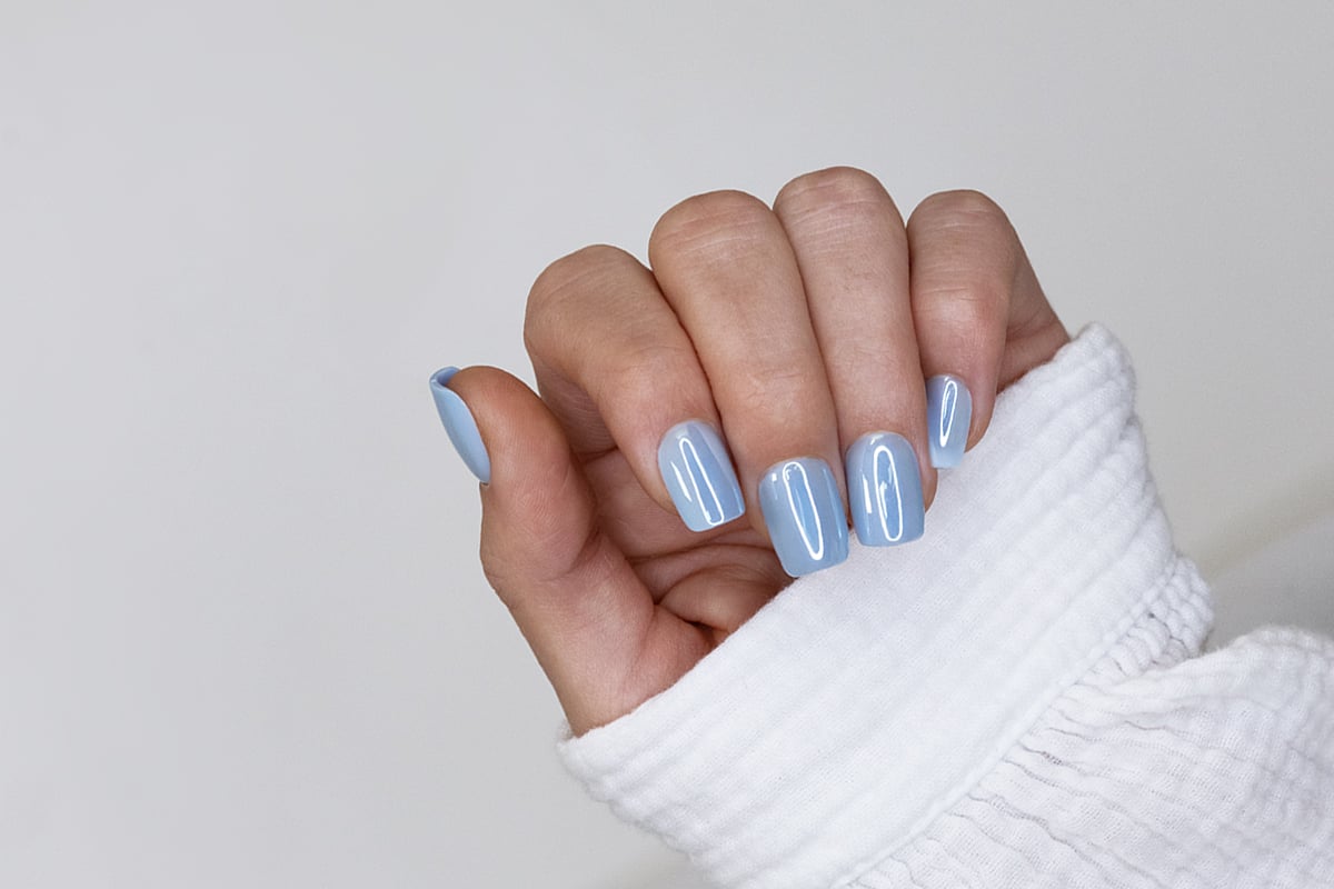 Jolifin SoftGel PressOns - short square - blue pearl