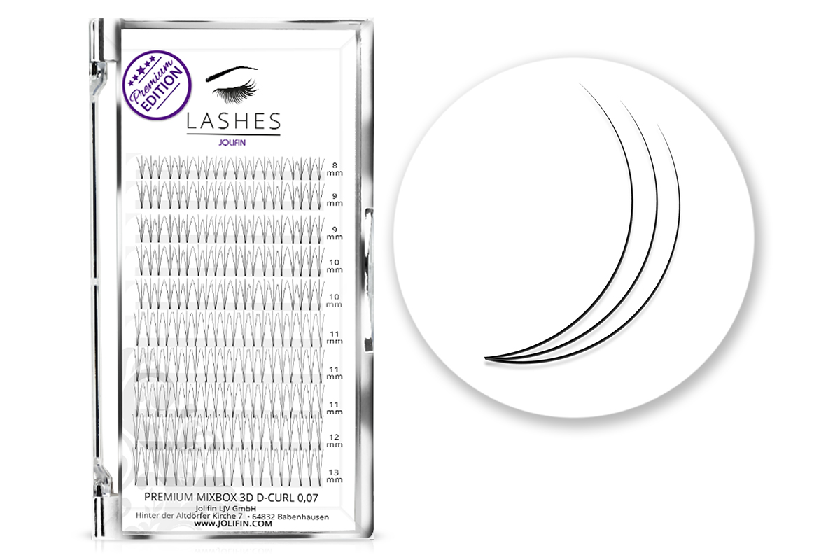 Premium MixBox - 3D Wimpernfächer D-Curl 0,07