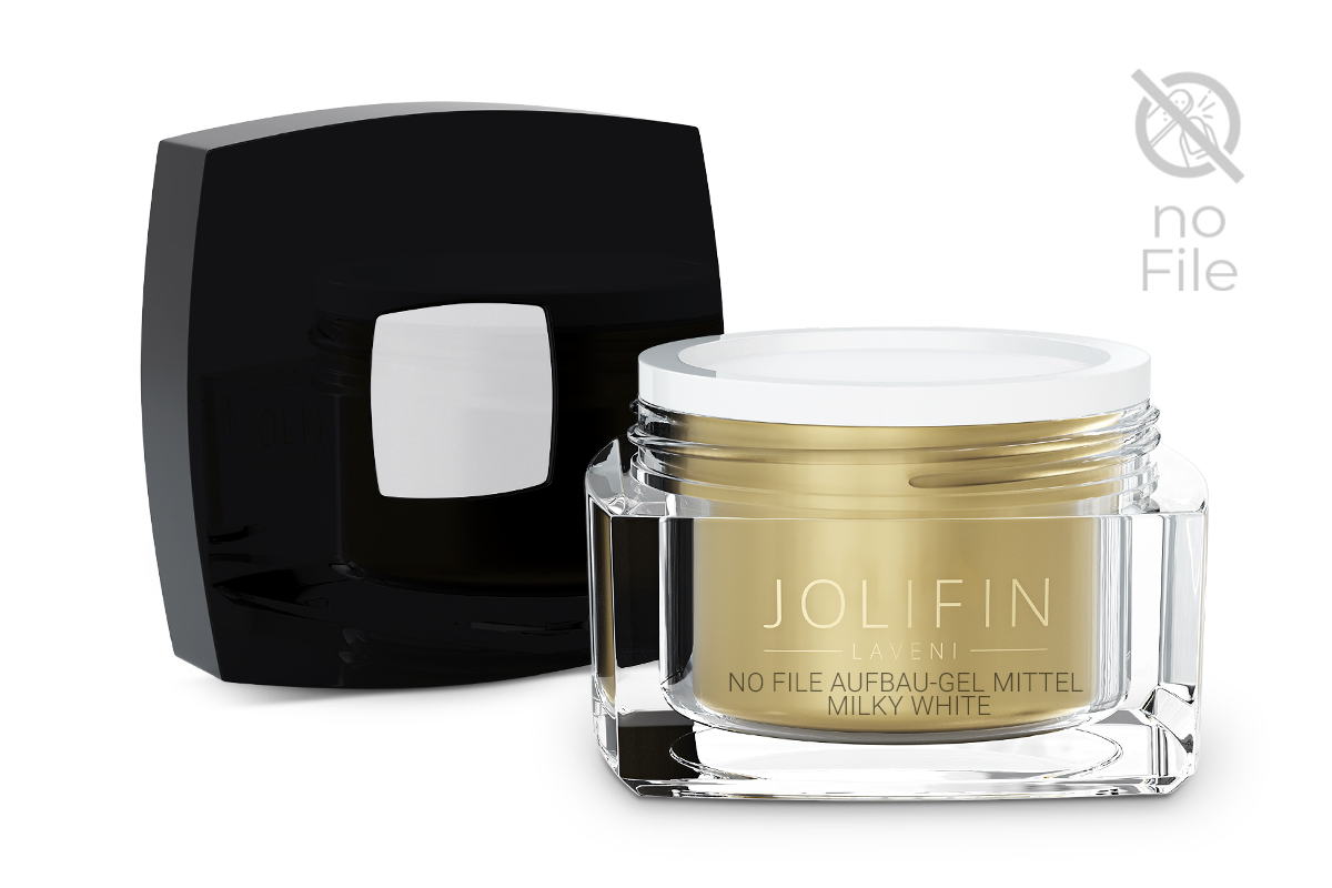 Jolifin LAVENI - No File Aufbau-Gel mittel milky white 30ml