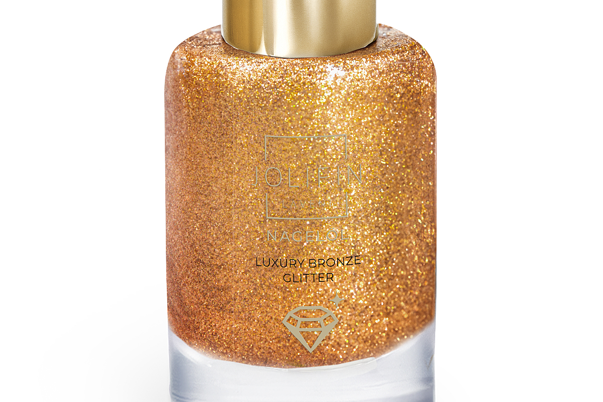 Jolifin LAVENI Nagelöl - luxury bronze Glitter 10ml