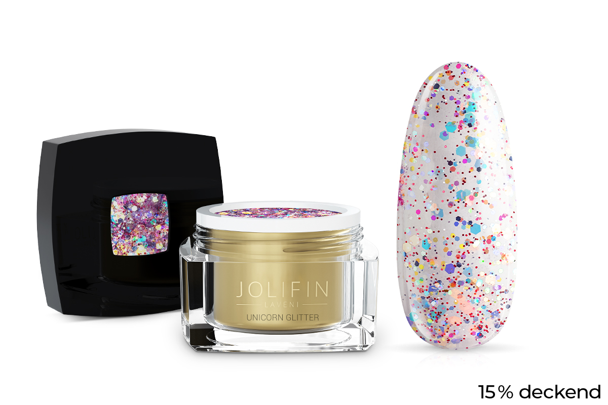 Jolifin LAVENI colour gel - unicorn glitter 5ml