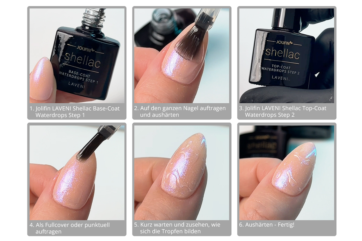 Jolifin LAVENI Shellac – Waterdrops Top Coat, Step 2, 10ml