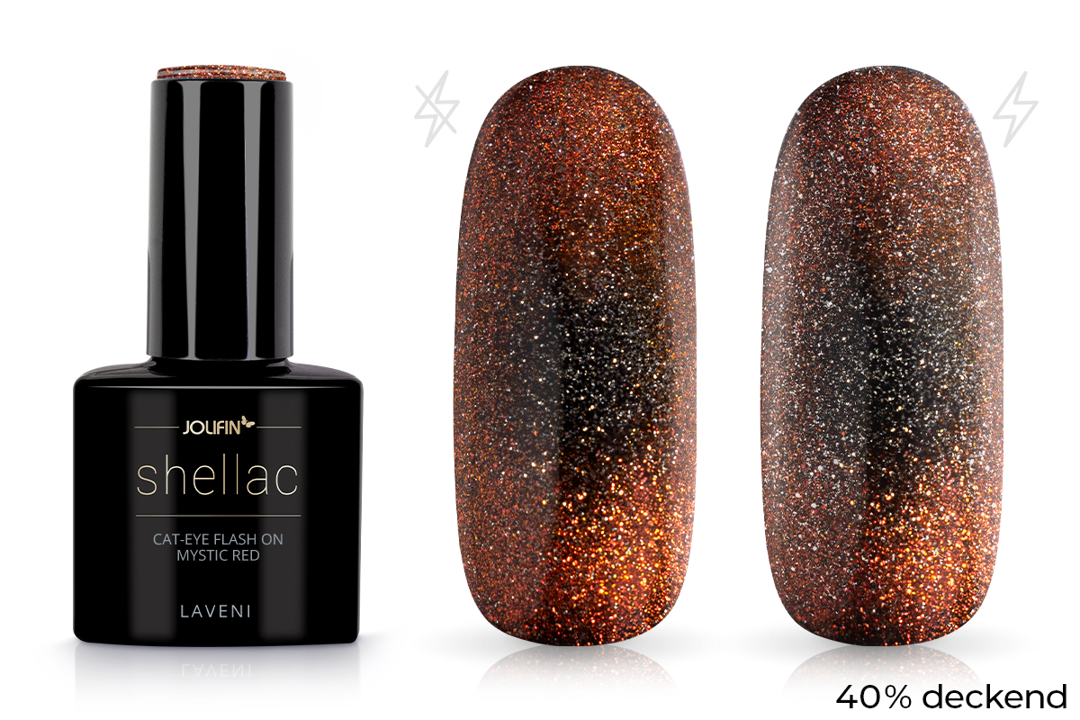 Jolifin LAVENI Shellac - Cat-Eye FlashOn mystic red 10ml