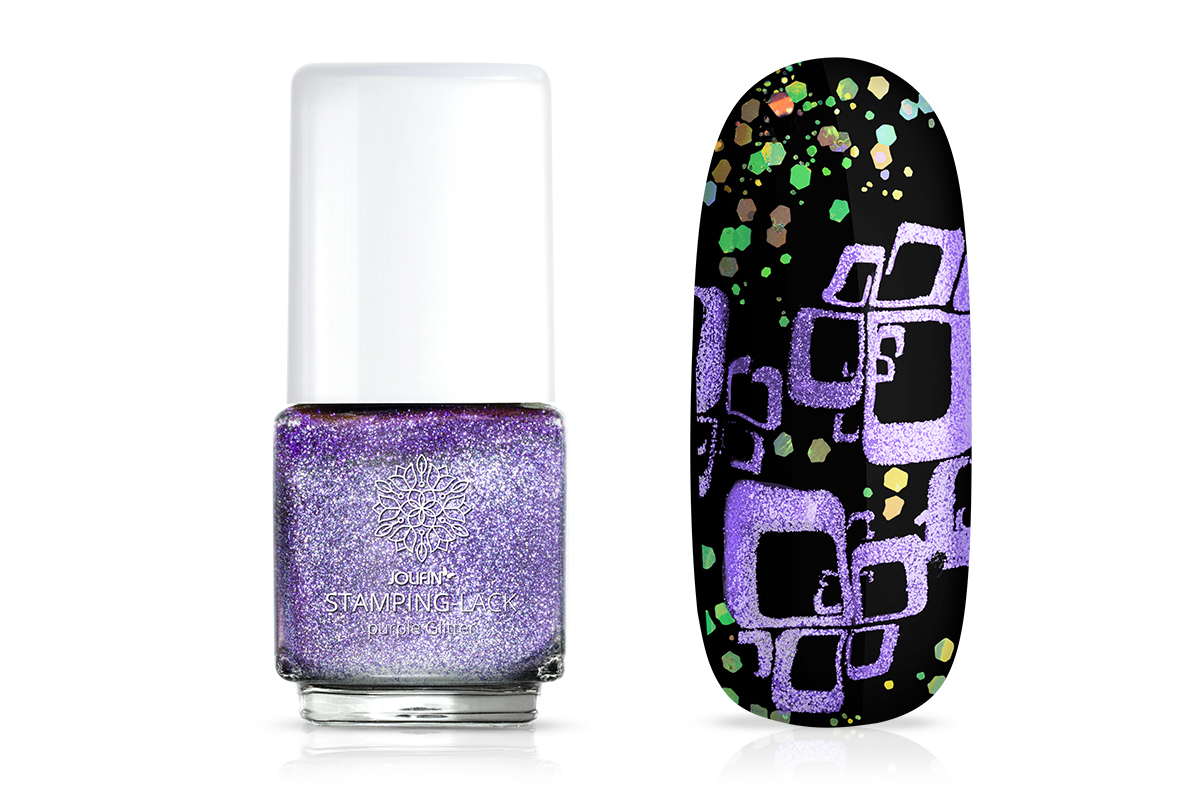 Jolifin Stamping polish - purple glitter 12ml