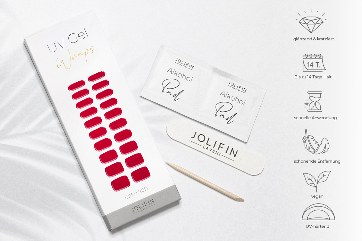Jolifin LAVENI UV Gel Wraps - deep red