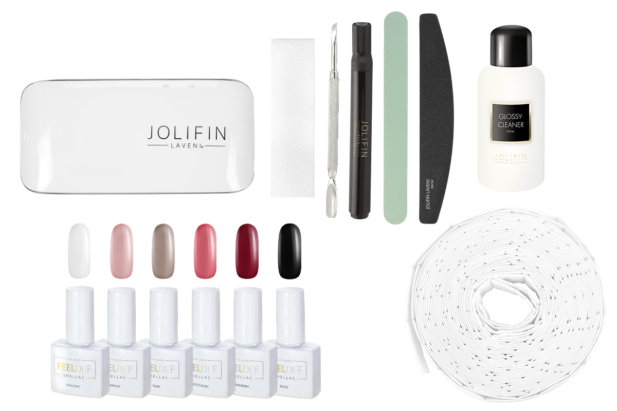 Jolifin LAVENI Shellac PeelOff Starter-Set - M - Mini Gerät 
