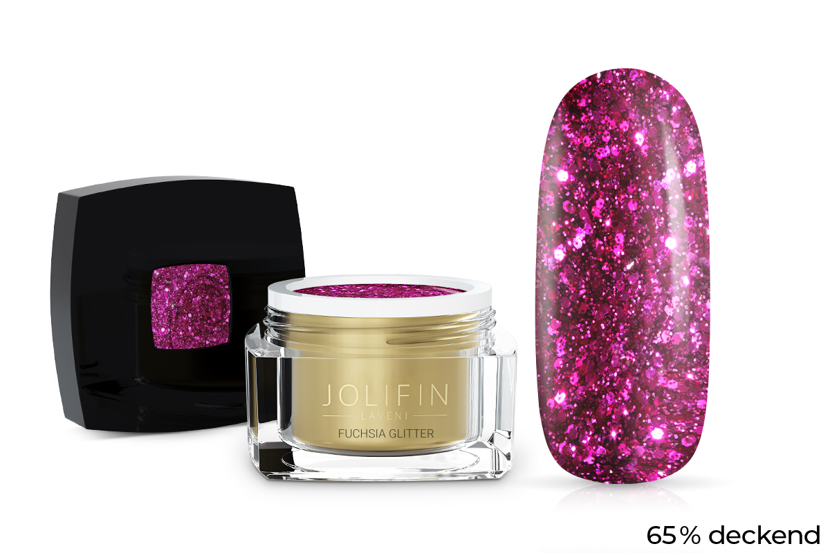 Jolifin LAVENI Colour Gel - fuchsia Glitter 5ml