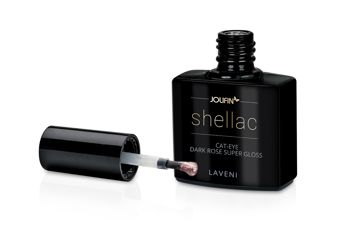 Jolifin LAVENI Shellac - Cat-Eye dark rose super gloss 10ml