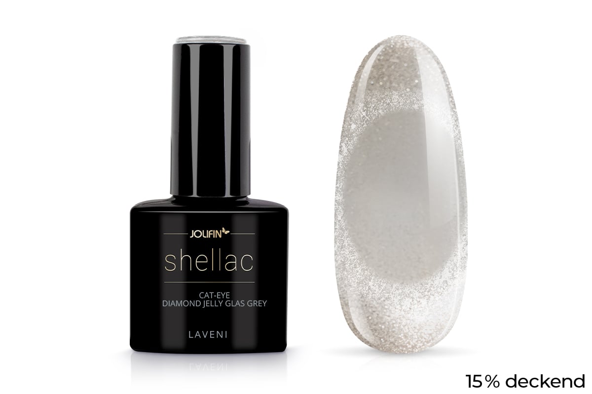 Jolifin LAVENI Shellac - Cat-Eye Diamond Jelly Glas grey 10ml