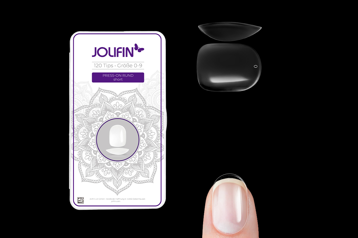 Jolifin 120 tip box Press-On round - short