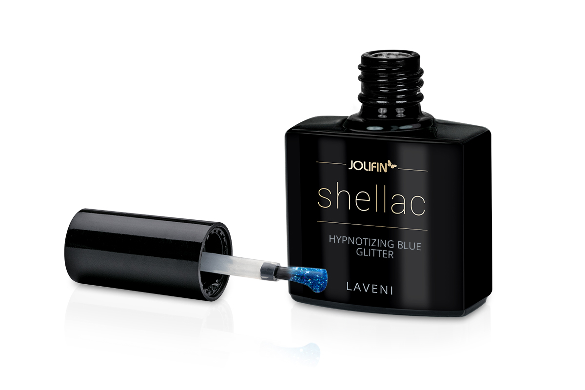 Jolifin LAVENI Shellac - hypnotizing blue Glitter 10ml