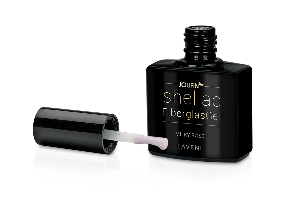 Jolifin LAVENI Shellac FibreglassGel - milky rosé 10ml