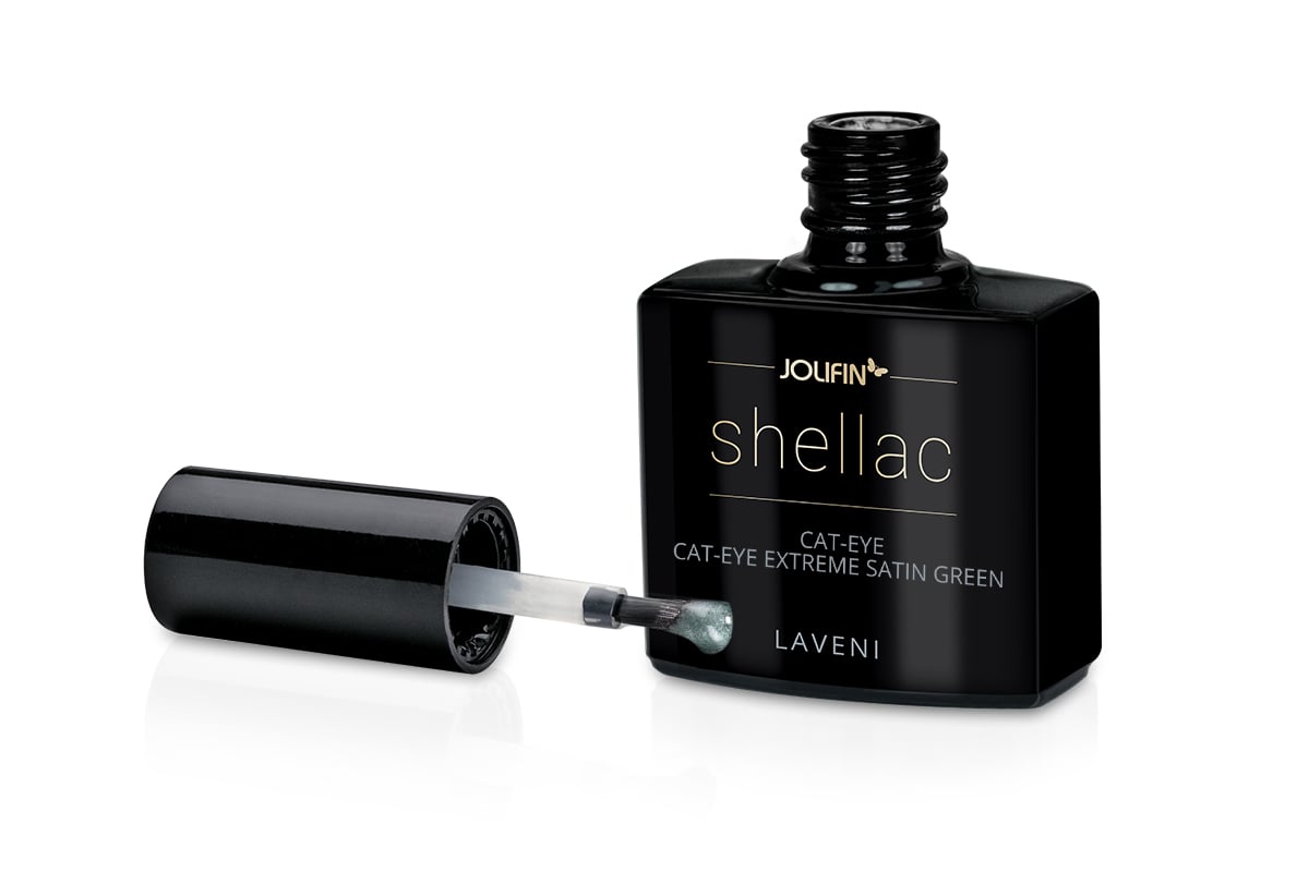 Jolifin LAVENI Shellac - Cat-Eye extreme satin green 10ml